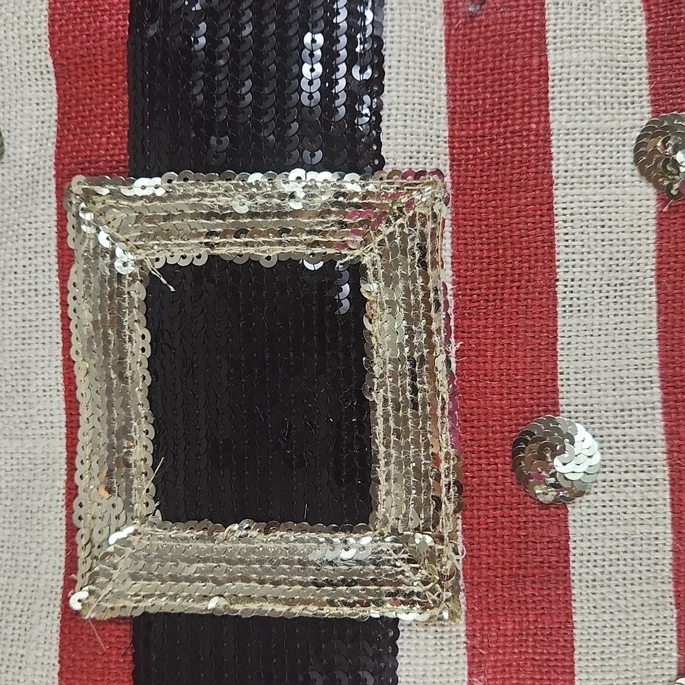 NWOT, Mudpie, Red and White Striped Tote Bag, With Black and Silver Sequins. - Picture 5 of 10